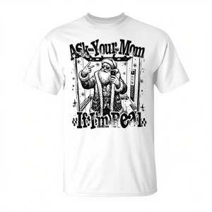 Pídele a tu mamá si soy real, camiseta de Papá Noel de Navidad, estilo pijama navideño - Product Image 2