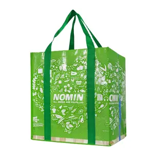 Nuova moda personalizza Logo borsa in tessuto riciclato PP borsa grande riutilizzabile borsa in tessuto PP ecologico con spalle lunghe in tessuto PP