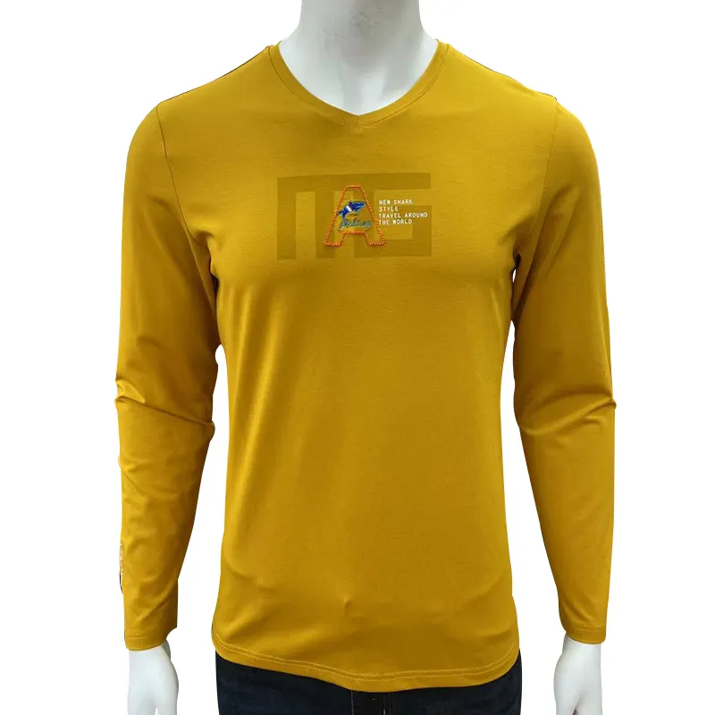 Fabrika toptan erkek grafik Tees T Shirt en iyi fiyat gevşek Fit uzun kollu T gömlek yetişkin butik giyim
