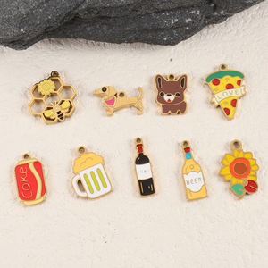 Panal de abeja hueco de acero inoxidable chapado en oro de 18 quilates, colgante de perro Pizza con flor, accesorios de joyería para <span class=keywords><strong>collar</strong></span>, pulsera - Product Image 2