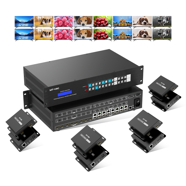 MT-VIKI 4K 60hz 8x8 8x16 HDMI matrix Over Ethernet + 8 HDBaseT Receivers, Available for 4x4 16x16 32x32 36x36 72x72
