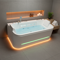 Baignoire balnéo autoportante en acrylique 1,8 m avec drain de trop-plein pour hôtel, usage salle de bain 2 personnes