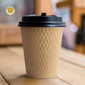 Vente directe d'usine personnalisé imprimé or jetable double paroi café gobelet en papier gaufré