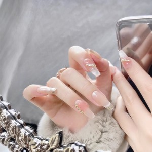 <span class=keywords><strong>Faux</strong></span> ongles à presser faits main en gel UV, effet œil de chat, pailletés, tons chauds, transparents glacés, peints à la main, style Maillard, pour festival - Product Image 4