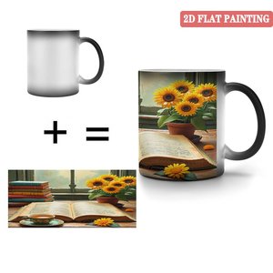 Tasse magique 11oz en céramique noire givrée, changeant de couleur à la chaleur, pour usage quotidien - Product Image 4
