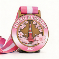 Médaille souvenir de Tokyo personnalisée, écologique, imprimée UV, en métal 3D, avec la Tour de Tokyo et le Mont Fuji, médaille commémorative