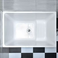 Baignoire autoportante carrée en acrylique de style japonais, 0,9-1,3 m, avec fonction bain à remous et drain intégré