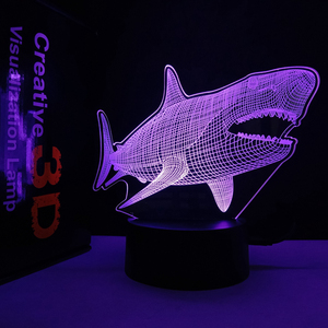 Veilleuse 3D en forme de requin, lampe de bureau, 7 couleurs, lampe de table tactile à distance, décoration pour enfant, cadeau de noël 2026 - Product Image 2