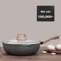 Penjualan Terbaik Modern anti-lengket memasak penggorengan granit Set batu Maifan lapisan bahan besi Gas penting memasak rumah