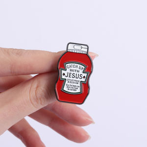 Pin de Esmalte con Diseño de Ketchup de Jesús, Divertido Broche Cristiano, Insignia para Mochila o Solapa, Joyería, Regalo, Venta al por Mayor - Product Image 4