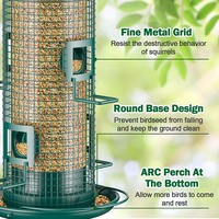 Mangeoire à oiseaux JH-Mech 13,8 pouces, robuste, en métal, avec 4 ports d'alimentation, anti-écureuils, pour accrocher à l'extérieur