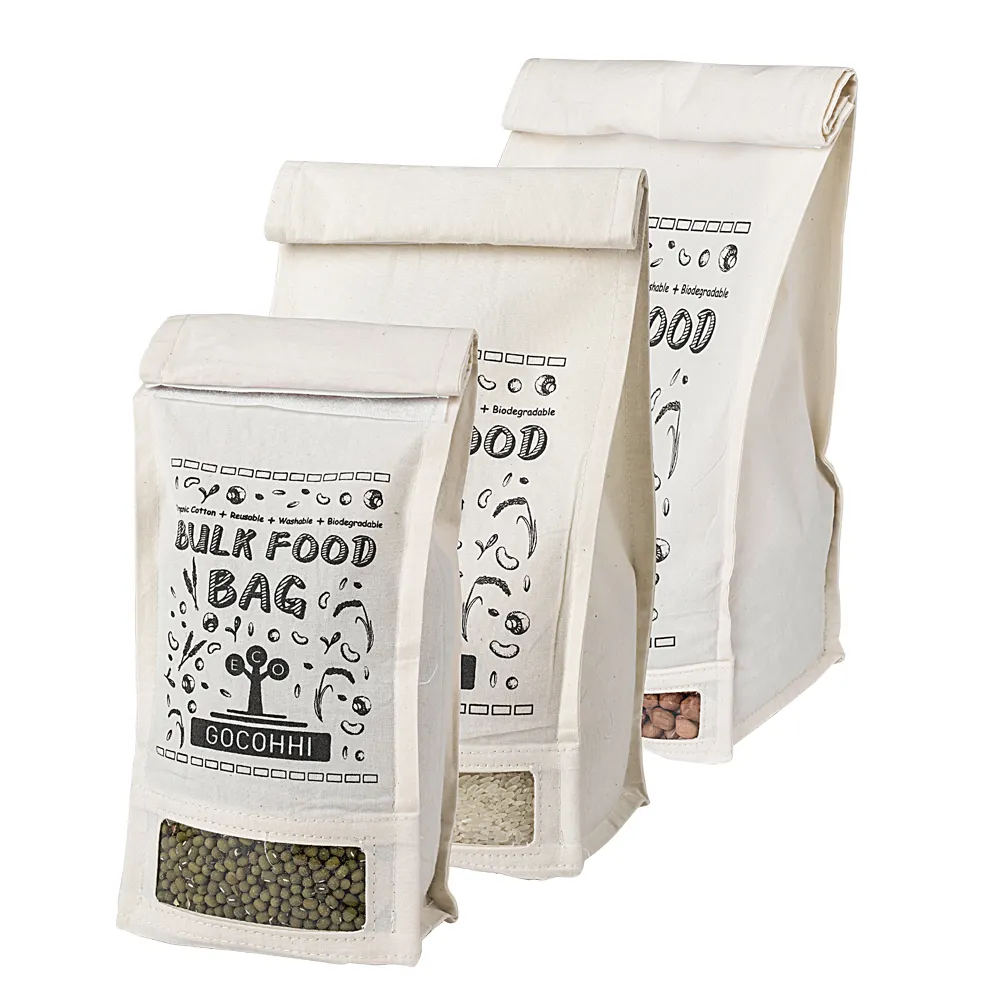 Eco-friendly GOTS <span class=keywords><strong>certificata</strong></span> naturale di riso imballaggio cotone organico farina di sacco di borse