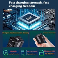 Chargeur mural multifonctionnel GaN PD20W à charge rapide avec câble, chargeur de téléphone portable de voyage à charge rapide avec deux câbles 20WT