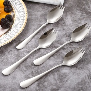 DFU124 Cuchara-tenedor de acero inoxidable de doble uso, utensilio doméstico para fideos instantáneos, vajilla occidental y ensalada de frutas - Product Image 1