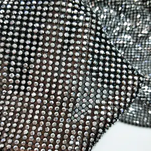 Mesh Rhinestone Fabric Bling Bling 2mm 3mm AA Grade Glass Rhinestone Metal Base Copper Crystal Mesh Fabric