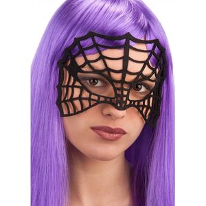 Maschera a forma di ragnatela intagliata in tessuto nero - Product Image 1