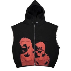 Dây kéo lên áo thiết kế pháp Terry có thể tháo rời tay áo bông Áo Hoodie cho nam giới - Product Image 2