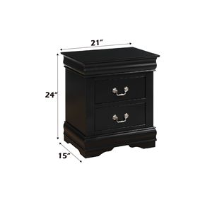 Mesita de noche de lujo moderna DB Louis Philippe con acabado negro de madera maciza y material acrílico para uso en dormitorio o apartamento - Product Image 2