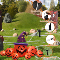Decoración Inflable de Halloween Personalizada de 8 Pies, Impermeable, con 7 Piezas, Sombrero de Mago Calabaza, Luces LED, para Exteriores, Jardín, Hotel, Césped, Fiesta