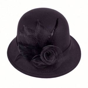 Wholesale Spring and Autumn New Elderly Women Woolen Net Flower Bowler Hat Old Lady Pot Winter Wool Fedora Hat - Product Image 6