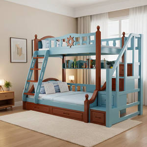 Ensemble de meubles de chambre d'enfant en bois massif écologique avec lit superposé moderne pour l'école et la maison, lit superposé en bois pour enfants - Product Image 4
