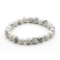 Perles rondes en howlite blanche cristalline en gros, perles en pierre turquoise blanche pour la fabrication de bijoux