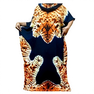 Loose Tie Dye Printed Abaya Dress Breathable Seamless Hijab <b>Plus</b> <b>Size</b> <b>Kaftan</b> Spring Autumn African Women Rayon OEM Wholesaler - Product Image 1