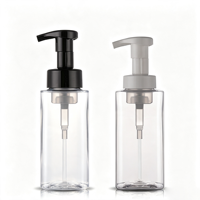 Bouteille carrée transparente en PET de 400 ml avec pompe à mousse, distributeur vide pour nettoyant facial, mousse, noir/gris, avec logo personnalisé