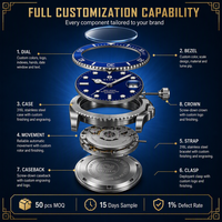 LOGO de marque personnalisé vente en gros montre mécanique automatique pour hommes montre-bracelet de plongée de luxe en acier inoxydable argenté meilleures montres pour hommes