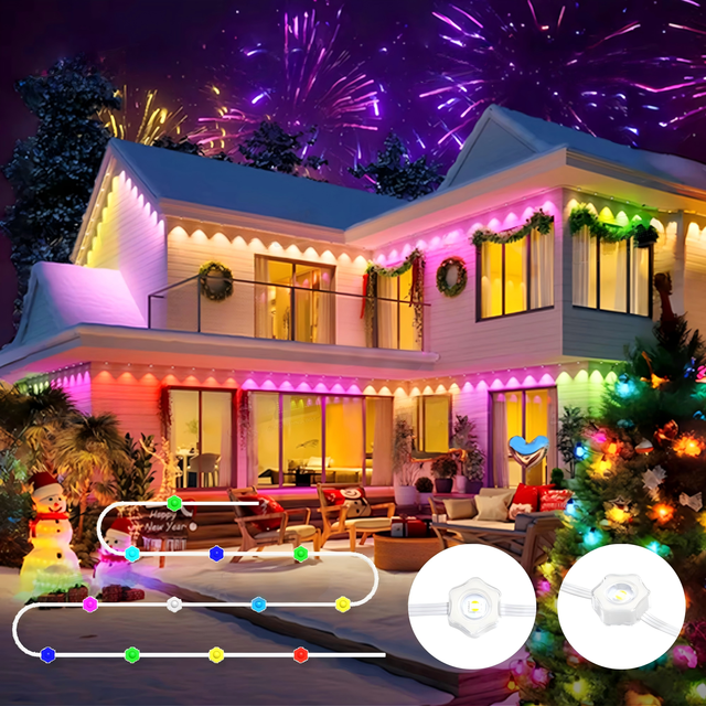 Holiday IP68 Waterproof Smart RGBW Voice Control Permanent Outdoor Christmas LED Pixel Lights with 3-Year Warranty
