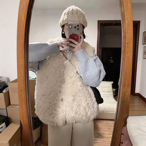 Gilet en fausse <span class=keywords><strong>fourrure</strong></span> douce pour femme, en <span class=keywords><strong>laine</strong></span> d'agneau écologique, veste sans manches chaude d'hiver, gilet en peluche Sherpa, top de mode pour superposition - Product Image 2