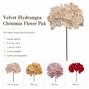 Guirnalda Navideña al por Mayor, Decoración para Árbol, Flor Artificial de Hortensia con Terciopelo y Brillo - Product Image 4