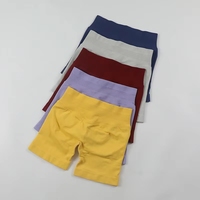 Short de yoga uni sans coutures avec effet froncé aux fesses, dos en V, taille basse côtelée, haute élasticité, pour la gym, la course et l'entraînement, effet galbe fessier