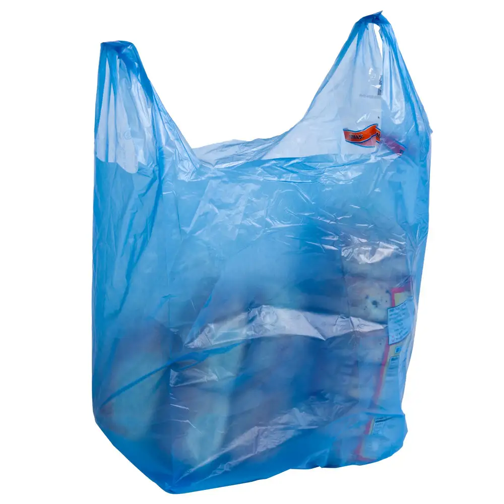 पुनः प्रयोज्य सफेद पारदर्शी प्लास्टिक hdpe Lddpe प्लास्टिक शॉपिंग बैग, लोगो के साथ रोल पर कट हैंडल