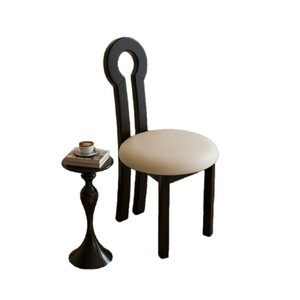 French Style Key Back Upholstered Dining Chair Solid Wood <b>Light</b> Luxury Design For Dining Room - Product Image 5