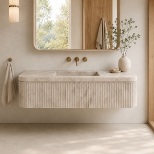 Decoración Vintage para Baño, Encimeras Acanaladas Beige Taj Mahal, Mármol Natural - Product Image 3