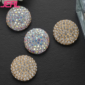 Handmade Phong Cách Sang Trọng 15Mm 25Mm Kích Thước Pha Lê <span class=keywords><strong>Rhinestone</strong></span> khảm Máy Có Thể Giặt Bán Buôn Kẽm Hợp Kim Kim Loại Nút Mạ - Product Image 1