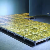 Plateforme carrée de piste de danse LED blanc chaud LEXI en acier inoxydable, moderne et luxueuse, couleur personnalisable, pour décoration de scène de mariage intérieure