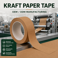 Ruban adhésif d'emballage en papier kraft brun en gros, 2 pouces x 55 yards, 7 mil, haute résistance, auto-adhésif pour scellage de cartons