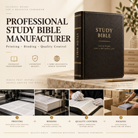 Bible d'étude personnalisée, impression de référence, couverture rigide en cuir PU, papier fin, fabricant OEM, notes et commentaires, vente en gros