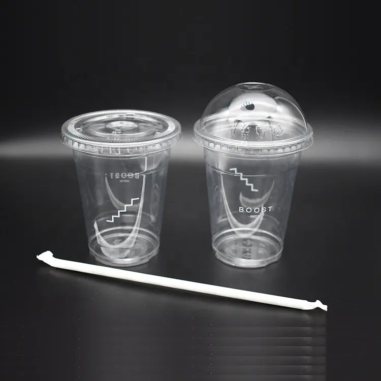 निर्माण OEM रस/कॉफी/पेय पीईटी कप डिस्पोजेबल प्लास्टिक के कप