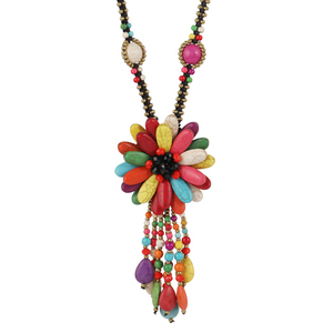 Bohemian Luxe Strand Bikini Ketting Turquoise Ketting Overdreven Bloem Sieraden Waterdichte Wax Koord Handgemaakte Hanger Voor Cadeau - Product Image 2