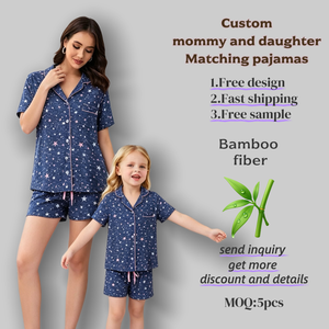 Set Pigiama Coordinato Mamma e Figlia <span class=keywords><strong>in</strong></span> Bambù Personalizzato, Leggero e a Maniche Corte per la <span class=keywords><strong>Vita</strong></span> Quotidiana - Product Image 5