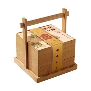 Caja de Madera para Pastel Lunar, de Madera Maciza, Doble Capa, Rectangular, de Paulownia de Shandong, Caja de Regalo para el Festival del Medio Otoño con Asa - Product Image 3