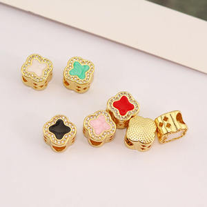 CZ8955, большие отверстия, позолоченные, эмалированные, разноцветные цветочные бусины в форме сердца, разделительные бусины для змеиной цепочки, изготовление браслетов - Product Image 3