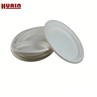 Assiette jetable en bagasse de canne à sucre, assiette ronde compostable à 3 compartiments, assiette alimentaire biodégradable en bagasse pour les fêtes et la restauration