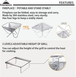 Barbecue au charbon de bois pliable en acier inoxydable Campingaz avec fumoir pour la cuisson en extérieur - Product Image 2