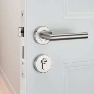 Poignée de porte en acier inoxydable avec serrure silencieuse pour porte intérieure en bois, idéale pour chambre, salle de bain et porte de passage - Product Image 5