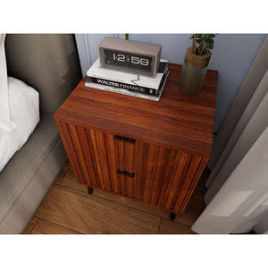 Wooden Nightstand With 2 Drawers Mid Century Modern Bedroom <b>Storage</b> Drawer Cabinet For <b>Bedside</b> Use - Product Image 4