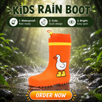 Bottes de pluie pour enfants à motif canard mignon, en caoutchouc naturel souple, avec fermeture à cordon, idéales pour les tout-petits et les jeux en extérieur sous la pluie – Vente chaude